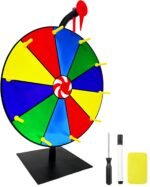 12Inch Heavy Duty Spinning Prize, 10 Slots Prize Wheel with Stand and Erasable Marker and Eraser, for Family Games, Classroom Games, Carnivals, Trade Shows, Raffles, and Various Other Events - Image 2