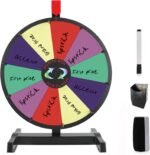 15 inch Tabletop Spinning Prize Wheel 10 Slots with Durable Base Stand Spin Wheel for Prizes Classroom Game Spinner Wheel with Dry Erase Markers and Eraser for Carnival Trade Show Party - Image 2