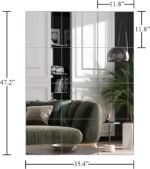 Ruomeng Home Gym Mirrors 12 Inch x 12Pcs Wall Mounted Mirror Glass Frameless Full Length Mirror Tiles for Home Gym, Bedroom, Door & Bathroom - Image 3
