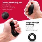 FitBeast Hand Grip Strengthener Workout Kit (5 Pack), 2 Forearm Grip Adjustable Resistance Hand Gripper, Finger Stretcher, Grip Ring & Stress Relief Grip Ball for Athletes - Image 5