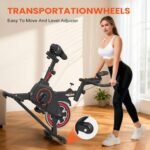 RELIFE REBUILD YOUR LIFE Exercise Bike Stationary for Home Indoor,Cycling Bike with Silent Belt Drive for Home Cardio,Brake Pad Resistance with djustable & Comfort Seat/PAD Holder/LCD Monitor. - Image 4