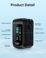Fingertip Pulse Oximeter Blood Oxygen Monitor Pulse Ox, Heart Rate and Fast Spo2 Reading Oxygen Meter with OLED Screen Included Batteries and Lanyard - Image 3