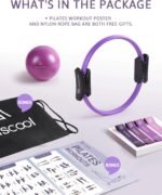 LIONSCOOL Pilates Ring Set – 14" Anti-Deformation Magic Circle with Padded Handles, Mini Ball, Resistance Bands, Guide & Bag - Image 4