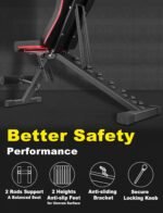 LINODI Weight Bench, Adjustable Strength Training Benches for Home Gym Full Body Fitness, Multi-Purpose Foldable Incline Decline Workout Bench - Image 4