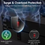 8 Outlet Rack Mount PDU Power Strip, 1020J Surge Protection & 15A Overload Switch, Fits 19'' Network Server Rack, 6ft 14AWG Cord, 1U RackMount, Rear Plug - Image 3