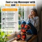 Leg Massager with Heat and Compression, Foot and Calf Massager for Circulation and Pain Relief, Compression Boots with Handheld Controller, 6 Modes 3 Intensities, Gift for Mom Dad - Image 3