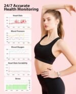 Smart Bracelet, Wearable Activity & Fitness Tracker Band, 24H Sleep Tracker, All-Day Continuous Heart Rate Blood Pressure Stress HRV Monitor, 173 Sport Modes Smart Wristband with 2 Bands, Free APP - Image 3