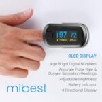 mibest OLED Finger Pulse Oximeter, O2 Meter, Dual Color White/Black - Image 3