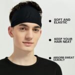 Sports Headbands for Men (5 Pack),Moisture Wicking Workout Headband, Sweatband Headbands for Running,Cycling,Football,Yoga,Hairband for Women and Men - Image 3