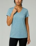 Real Essentials 5 Pack: Women's Dry Fit Short Sleeve V Neck Workout Top - Fitness Gym Athletic Yoga T-Shirt (Plus Available) - Image 4