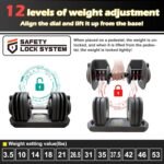 BODYTECH 53LBS/24KG Quick Adjust Dumbbell - 1-Second Weight Change & Safety Lock | Sweat-Proof Metal Grip | Space Saving Home Gym Equipment - Image 4