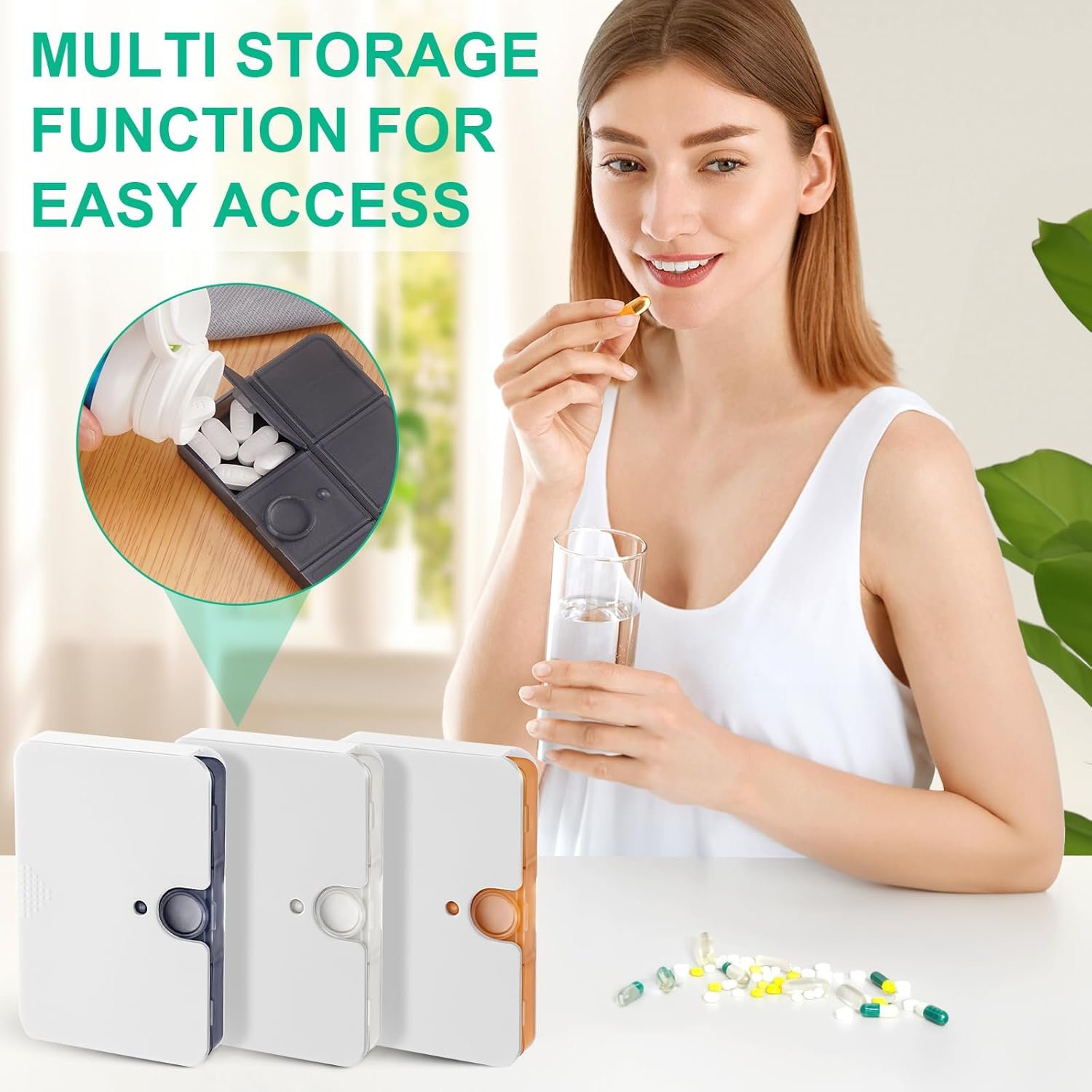 3 Mixed Colors Portable Pill Organizer, 6 Compartments Travel Pill Case for Purse or Pocket -Small Pill Box Dispenser Home Travel Supplement Semi Transparent (3 Mixed Colors) - Image 5