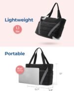 BAGSMART Tote Bag for Women with Zipper and Yoga Mat Straps Quilted Gym Tote for Travel, Work, Sport - Image 3