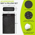 ProsourceFit Acupressure Mat and Pillow Set for Back/Neck Pain Relief and Muscle Relaxation, Large - Black/Black - Image 3
