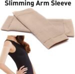 2 Pair Beauty Women Weight Loss Calories Slimming Arm Shaper Massager Lose Buster Wrap Belt Slimming Compression Arm Shaper Helps Tone Shape Upper Arms Sleeve, Black + Flesh Color - Image 3