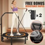 Bungee Rebounder Trampoline, ANCHEER 40/48" Foldable Fitness Trampoline with Resistance Ropes&Upgraded Bungees, 4 Level Adjustable Handlebar, 450-550LBS Capacity, Safe for Home/Cardio,Indoor/Outdoor - Image 3