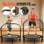 Bungee Rebounder Trampoline, ANCHEER 40/48" Foldable Fitness Trampoline with Resistance Ropes&Upgraded Bungees, 4 Level Adjustable Handlebar, 450-550LBS Capacity, Safe for Home/Cardio,Indoor/Outdoor - Image 4
