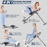4-in-1 Rowing Machine & Ab Trainer – Foldable Full Body Workout Equipment with Resistance Bands for Home Cardio, Strength, and Core Training – Black - Image 3