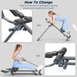 4-in-1 Rowing Machine & Ab Trainer – Foldable Full Body Workout Equipment with Resistance Bands for Home Cardio, Strength, and Core Training – Black - Image 6