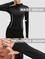 Athletic Jackets For Women Full Zip, Lightweight Long Sleeve Workout Jackets With Thumb Holes - Image 4