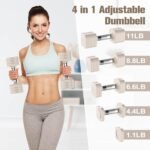22LBS Adjustable Dumbbells Set, Adjustable Weight Dumbbells with 4 Levels 4.4lb, 6.6lb, 8.8lb, 11lb, Hand Weights Sets for Women/Men Home Gym Full Body Workout - Image 3