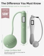 YOTTOY Skipping Ropes for Adults -Cordless Counter Jump Rope with Large Cordless Ball-Weighted Jump Rope for Women with LCD Display - Image 3
