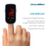 CHOICEMMED Finger Pulse Oximeter - Blue Blood Oxygen Monitor with Batteries - Portable O2 Saturation Sensor in Carry Pouch - Image 3