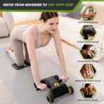 Ab Roller with Elbow Support, Ab Roller Board Core Workout Machine with 4 Wheels, Mini Pilates Reformer Equipment for Home Gym, Abdominal Full-Body Strength Exercise Trainer with Knee Pad - Image 4
