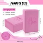 RETON Yoga Blocks Set, High - Density Yoga Block with 2 Strap, Lightweight Foam Brick Yoga Pilates Blocks, Anti-Slip Yoga Brick with Embossed Design for Posture Adjustment and Movement Assistance - Image 3
