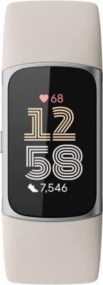Fitbit Charge 6 Fitness Tracker with Google apps, Heart Rate on Exercise Equipment, 6-Months Premium Membership Included, GPS, Health Tools and More, Porcelain/Silver, One Size (S & L Bands Included) - Image 3