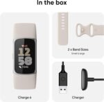 Fitbit Charge 6 Fitness Tracker with Google apps, Heart Rate on Exercise Equipment, 6-Months Premium Membership Included, GPS, Health Tools and More, Porcelain/Silver, One Size (S & L Bands Included) - Image 4