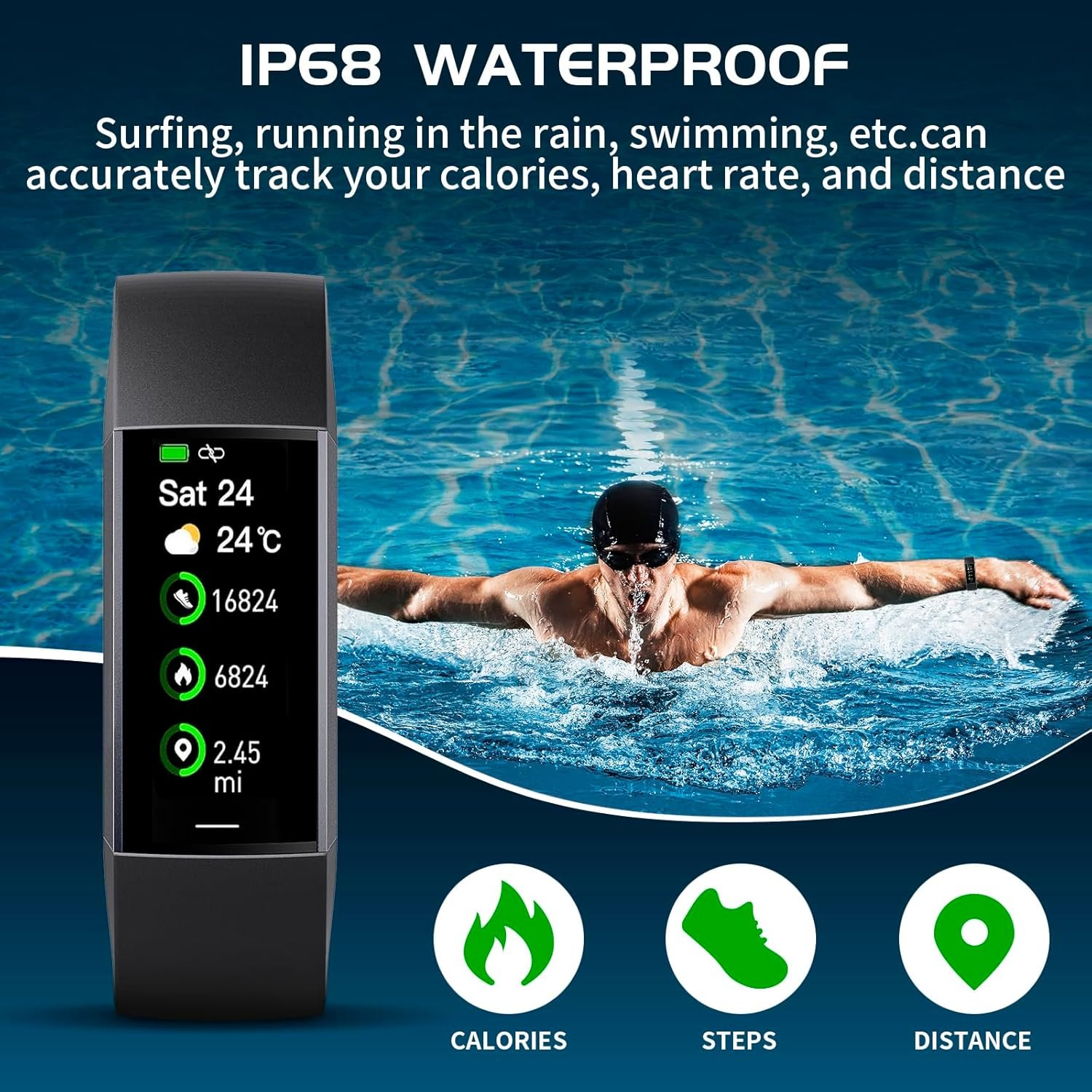 Fitness Tracker with 24/7 Heart Rate Blood Oxygen Sleep Monitor, Activity Tracker with 1.1" AMOLED Touch Color Screen, Multiple Sport Modes Step Counter, IP68 Waterproof for Women and Men - Image 4