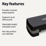 Amazon Basics Aerobic Exercise Step Platform, Adjustable Workout Stepper At Home, 27", Black/Grey - Image 3