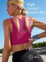 RUNNING GIRL Sports Bras for Women High Support,Seamless Ribbed Longline High Neck Sports Bra Racerback Padded Crop Top Yoga - Image 3