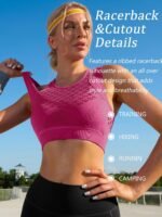 RUNNING GIRL Sports Bras for Women High Support,Seamless Ribbed Longline High Neck Sports Bra Racerback Padded Crop Top Yoga - Image 4
