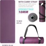 Extra Thick Exercise Yoga Mat with Strap - 2/5 Inch (10MM), Non-Slip Workout Mat for Yoga, Pilates, and Floor Exercises - Image 3