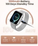1.83" HD Smart Watch, 30 Days Battery Life, Sleep/Heart Rate/SpO2/Blood Pressure Monitor, Calls/Messages/Notifications, 5ATM 110+ Sports Modes Fitness Tracker Watch, for Women & Men/ Android & iPhone - Image 3