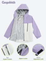Gogokids Boys Girls Waterproof Jacket Lightweight Color Block Raincoat Sports Hooded Outerwear Cycling Hiking Gear Running - Image 3