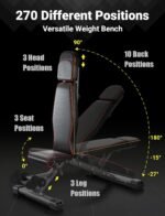 YOLEO 880LB Adjustable Weight Bench for Bench Press, MAX Foldable Weight Bench with Bench Press Stand/Extended Head for Home Gym/Full Body Workout 90 Degree Workout Bench User 6'56''(Max Version) - Image 4