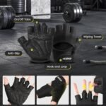 Ventilated Weight Lifting Gloves, Thick Padded Workout Gym Gloves with Full Palm Protection & Grip & Shock Absorption for Women & Men's Fitness Exercise Training - Image 5