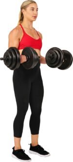 Sunny Health & Fitness Exercise Vinyl 40 Lb Dumbbell Set Hand Weights for Strength Training, Weight Loss, Workout Bench, Gym Equipment, and Home Workouts - Image 4