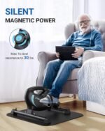 Under Desk Bike Pedal Exerciser, Quiet Magnetic Mini Exercise Bike with MERACH App for Arm, Leg Recovery, Physical Therapy, Smooth Foot Desk Cycle with 2 Resistance Bands & Non-Slip Mat - Image 4