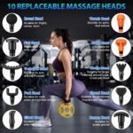 TOLOCO Massage Gun, Deep Tissue Back Massage for Athletes for Pain Relief, Percussion Massager with 10 Massages Heads & Silent Brushless Motor, Christmas Gifts for Women, Men, Grey - Image 5