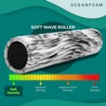 Oceanfoam Soft Tidal Roller (Black Marbled) - Low Density Foam Roller for Physical Therapy, Back Pain, Excercise & Stretching - Wave Textured - Yoga, Athletics, & Wellness - Full Size, 20" x 5" - Image 6