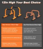 TABEKE Push Up Bar, 12" High Parallettes Bars & Dip Bar With Full-Cover Foam Handles, No Wobbling Calisthenics Equipment For Handstand, L-Sit, Gymnastics, Strength Training Home Gym - Image 4