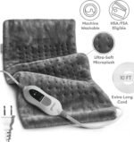 GENIANI XL Electric Heating Pad for Back Pain & Cramps Relief, Electric Throw, Birthday for Women Men Auto Shut Off, Machine Washable, Heat Pad for Neck & Shoulder, 12×24", Tabby Gray - Image 5