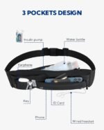 WATERFLY Running Belt Fanny Pack: Runner Marathon Jogging Waist Pack Sport Workout Exercise Fitness Phone Holder Belt for Men Women Jogger Slim Waist Bag Black - Image 5