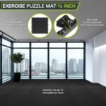 ProsourceFit Puzzle Exercise Mat ½ in, EVA Interlocking Foam Floor Tiles for Home Gym, Mat for Home Workout Equipment, Floor Padding for Kids, Black, 24 in x 24 in x ½ in, 144 Sq Ft - 36 Tiles - Image 3