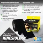 Physix Gear Cotton Kinesiology Tape Roll 16ft, Latex-Free Athletic Tape for Muscles/Joints, Waterproof Kinesiolgy, Stretchy Kinesiologytape, Gentle on Skin Kiniseaology Tape, Kinesology Tape - Image 3
