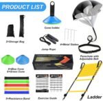 Speed Agility Training Equipment Set, Agility Ladder 20ft, 12 Football Cones, Resistance Parachute/Soccer Kick Trainer, Jump Rope, 5 Resistance Bands, Football Practice Equipment for Kids Adults - Image 3